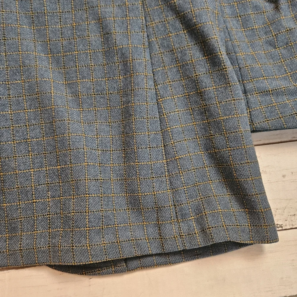 Vintage 90s Blue Wool Windowpane Blazer 40R Gano Downs‎ Avant Wool Academia